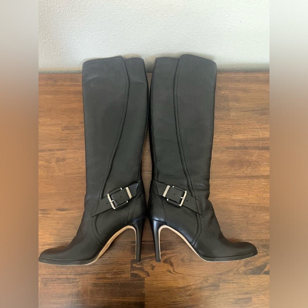 Christian Dior Leather Pull On Tall Black Heel Boots Sz 36 - Picture 2 of 13